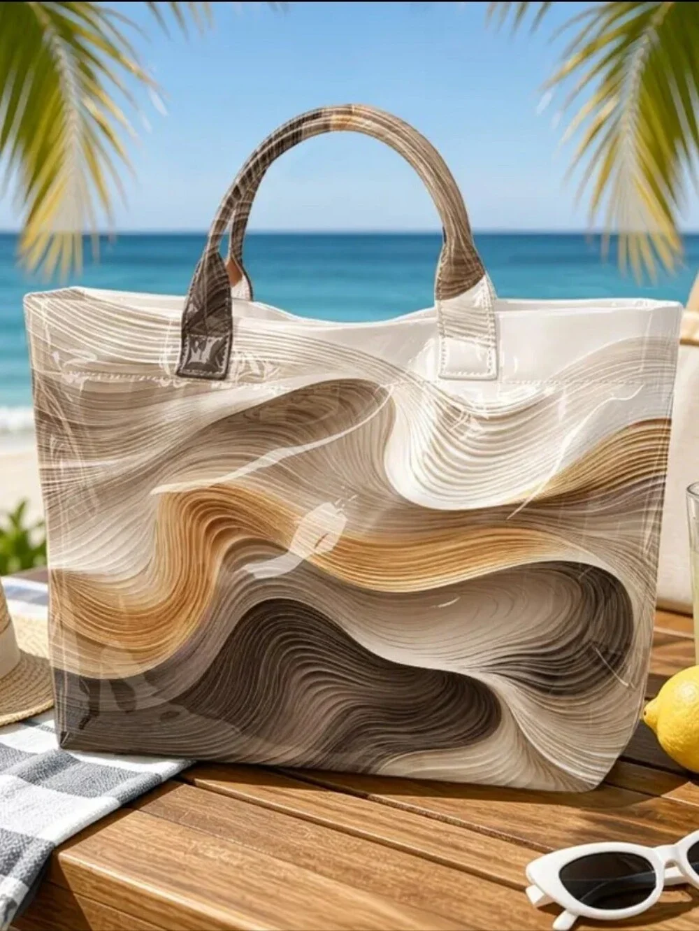 Abstract Dune Big Shoulder Tote Carry Bag